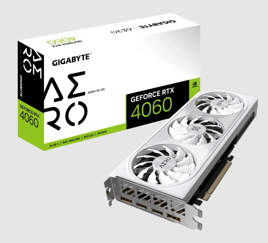  nVIDIA GeForce RTX4060 AERO OC 8GB GDDR6<br>Clock: 2550 MHz, 2x HDMI/ 2x DP, Max Resolution: 7680 x 4320, 1x 8-Pin Connector, Recommended: 450W  
